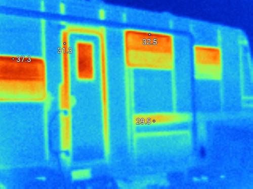 Outside of our RV; red shows heat loss